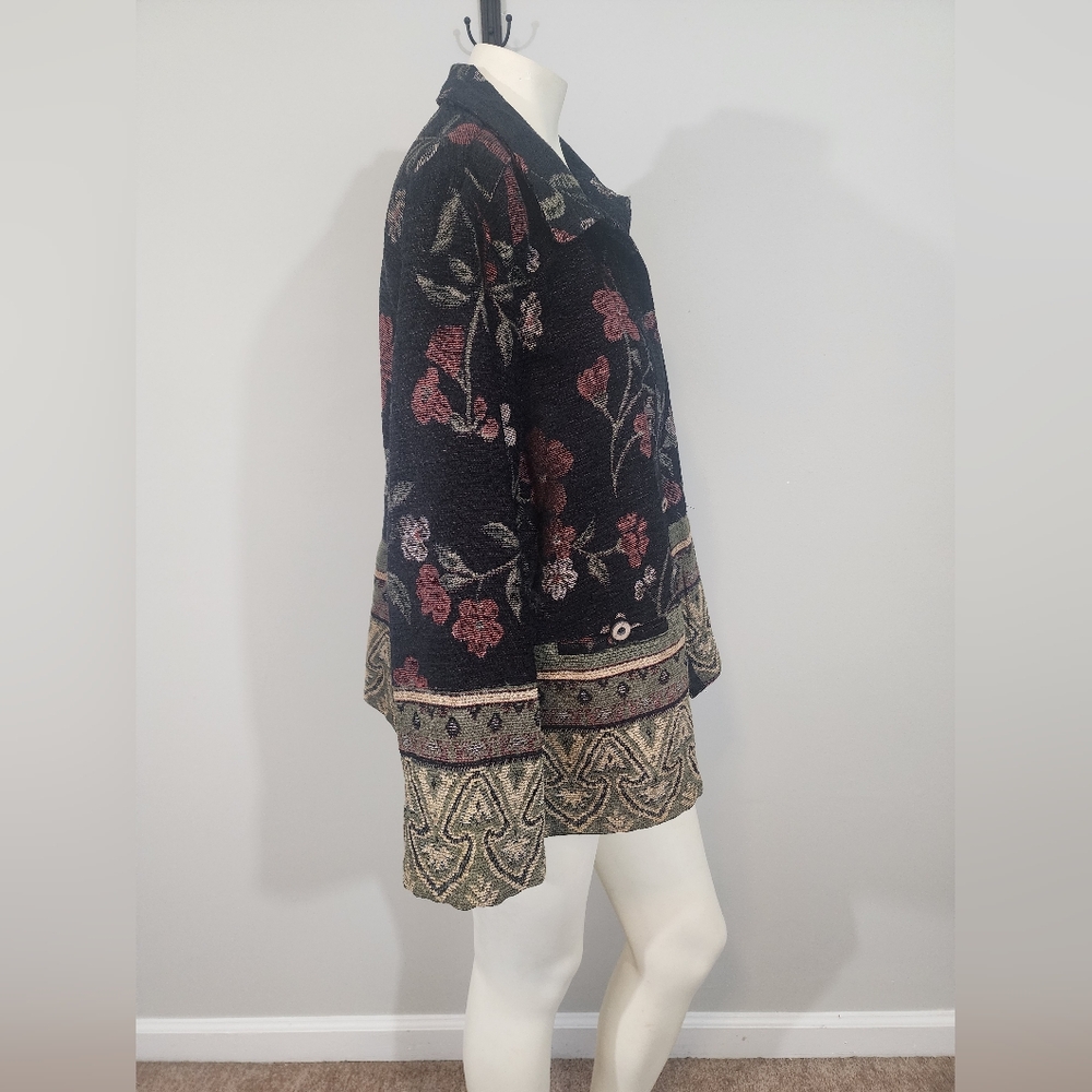 Vtg 90s sag harborTapestry jacket blazer Women12p boho artsy floral hippie gypsy - Picture 7 of 15